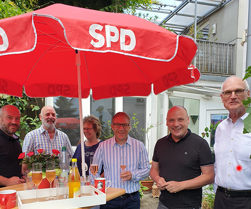 v.l.n.r.: Markus Bündig, Matthias Schulz, Barbara Scholz, Sebastian, Daniel Born MdL, Lothar Binding MdB
